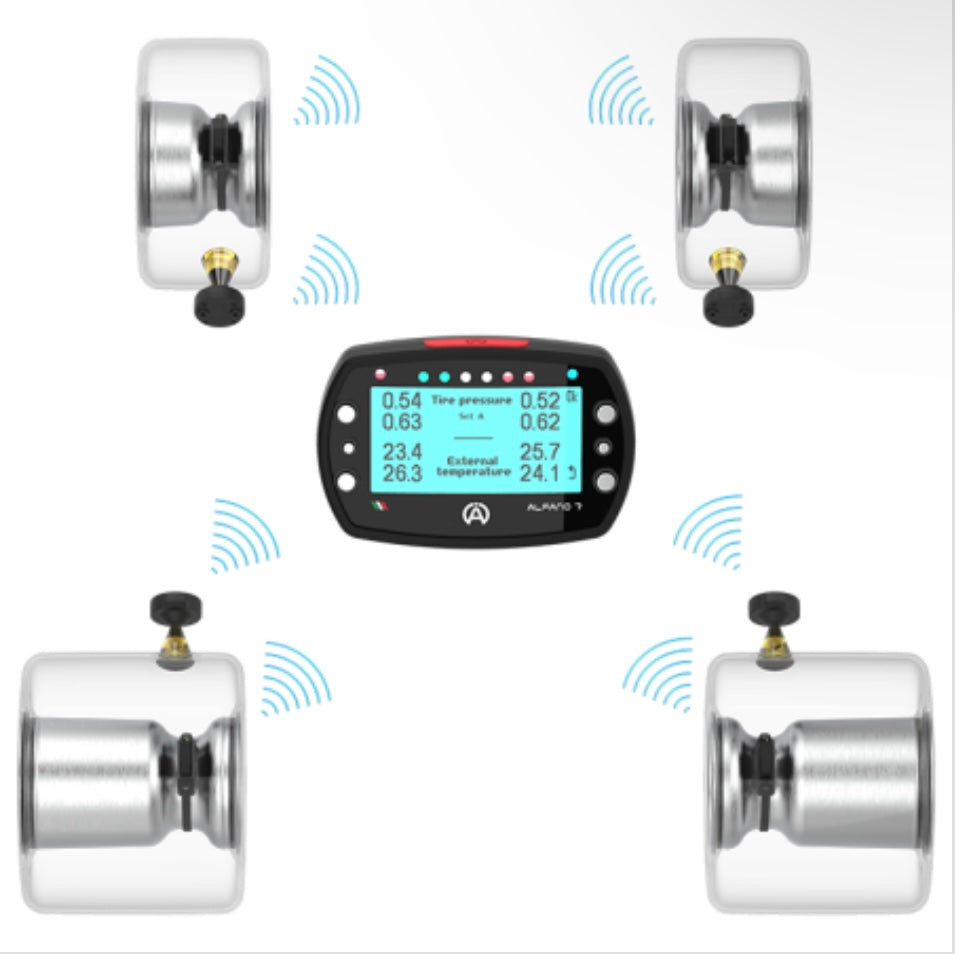 4 capteurs de pression et de température « intérieur pneu » pour ALFANO 7 – 5 pouces (KARTING)